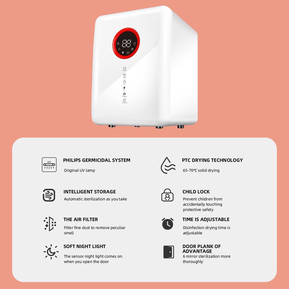 2-в-1 стерилизатор и сушилка для детских бутылочек УФ-стерилизатор для бутылочек 100 Вт Шкаф для дезинфекции с ЖК-дисплеем