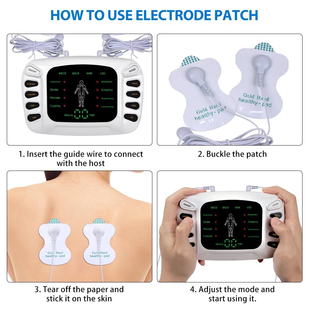 EMS Machine Electric Physiotherapy Tens Body Electrical 8 Pads Muscle Stimulator Pulse Acupuncture Back Neck Slipper Massage