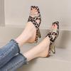 Модные туфли на высоком каблуке с леопардовым принтом, женские босоножки, туфли с острым носком, летние тапочки 2024 года, дизайнерские мюли, новые женские туфли-лодочки, шлепанцы