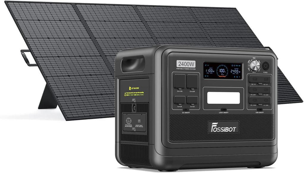 FOSSiBOT Portable 2400W(Peak 4800W) Power Station with UPS Function, 2048Wh Solar Generator Power Generator Power Bank Charger with 420W Solar Panel