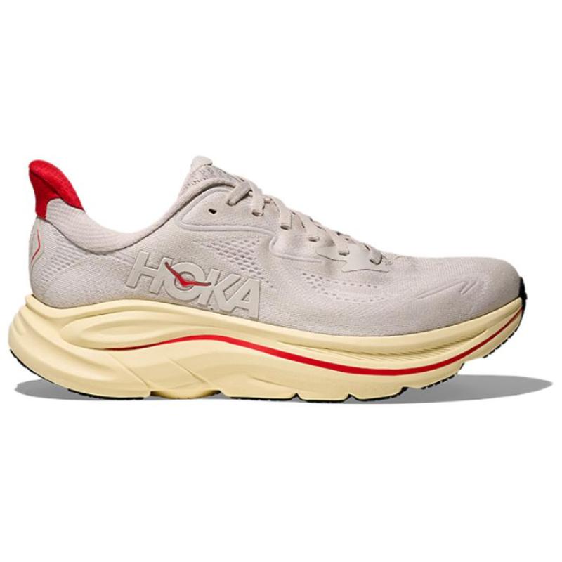 HOKA One One CLIFTON 10 Беговые кроссовки Женские Лаймово-серые/Огненно-красные Кроссовки 1162031-SCCC