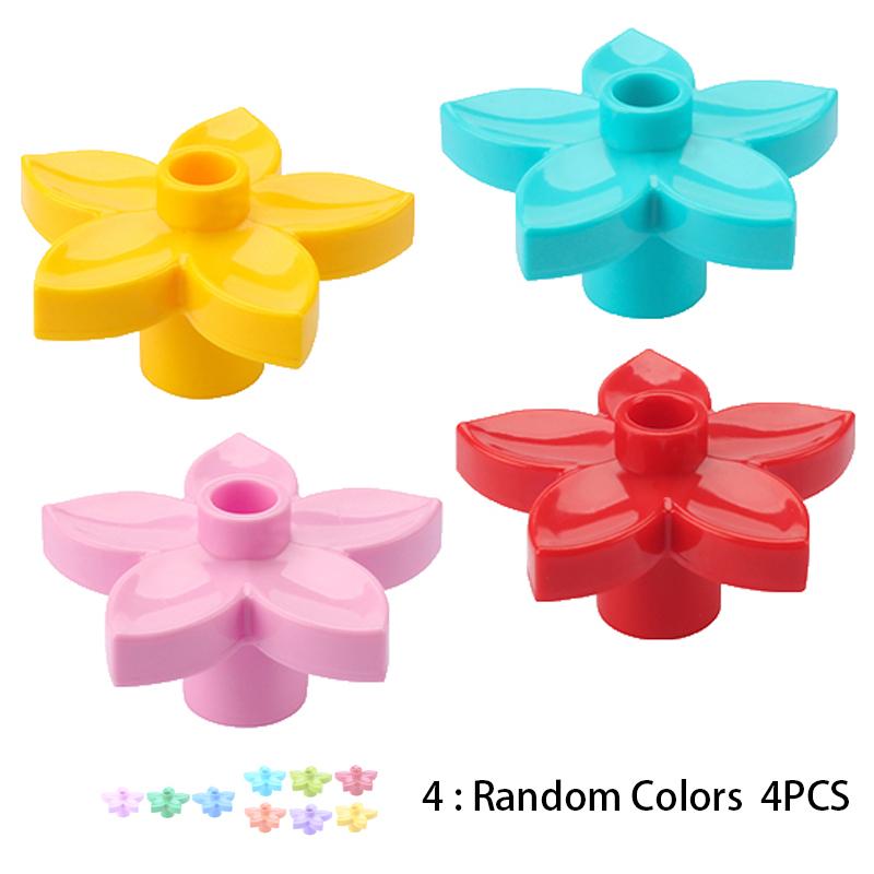 4 шт. Большой строительный блок Серия лесных растений Цветок Трава Дерево Наружное украшение Уличные аксессуары Совместимые сцены Игрушка для ребенка