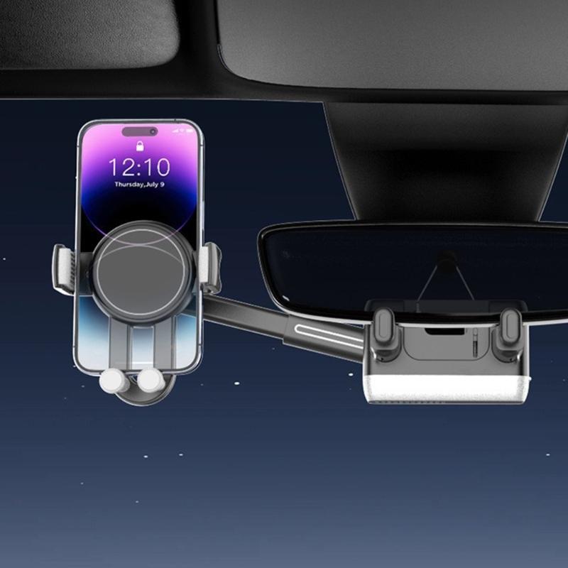 Универсальное крепление для смартфона на зеркало заднего вида автомобиля, 360-градусное вращение и регулируемая длина, подходит для любой модели автомобиля