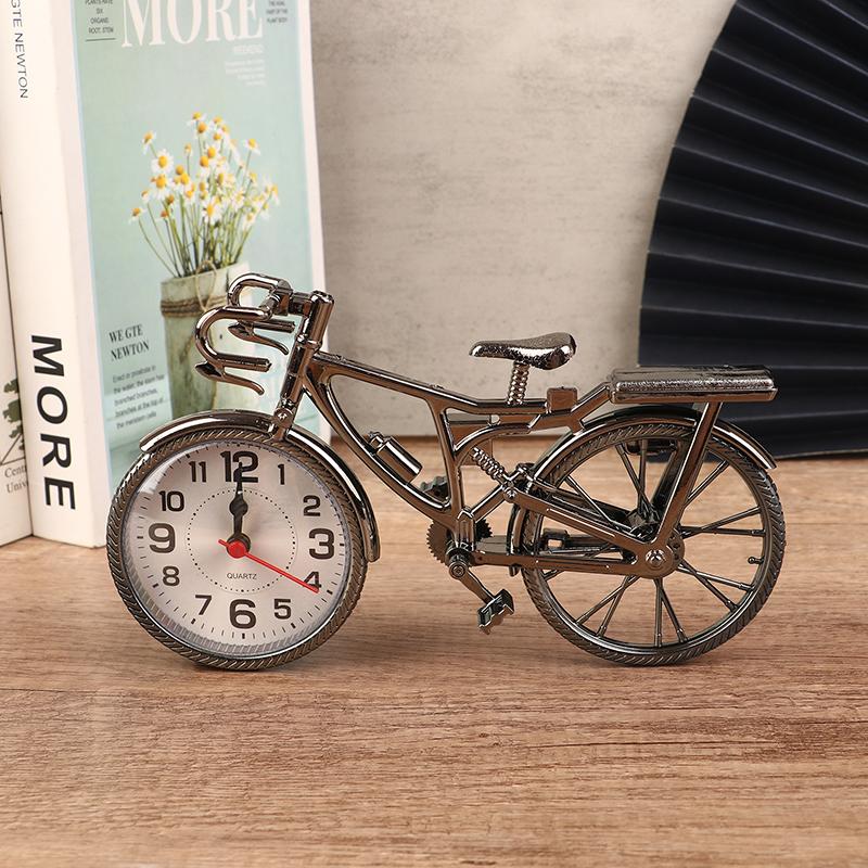 Home Garden Vintage Arabic Numeral Bicycle Shape Creative Table Alarm Clock