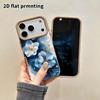 Phone Case: 2D flat lambskin suitable for iPhone 18 17 16 15 14 13 Pro protective case, transparent flowers, Christmas and Halloween gift