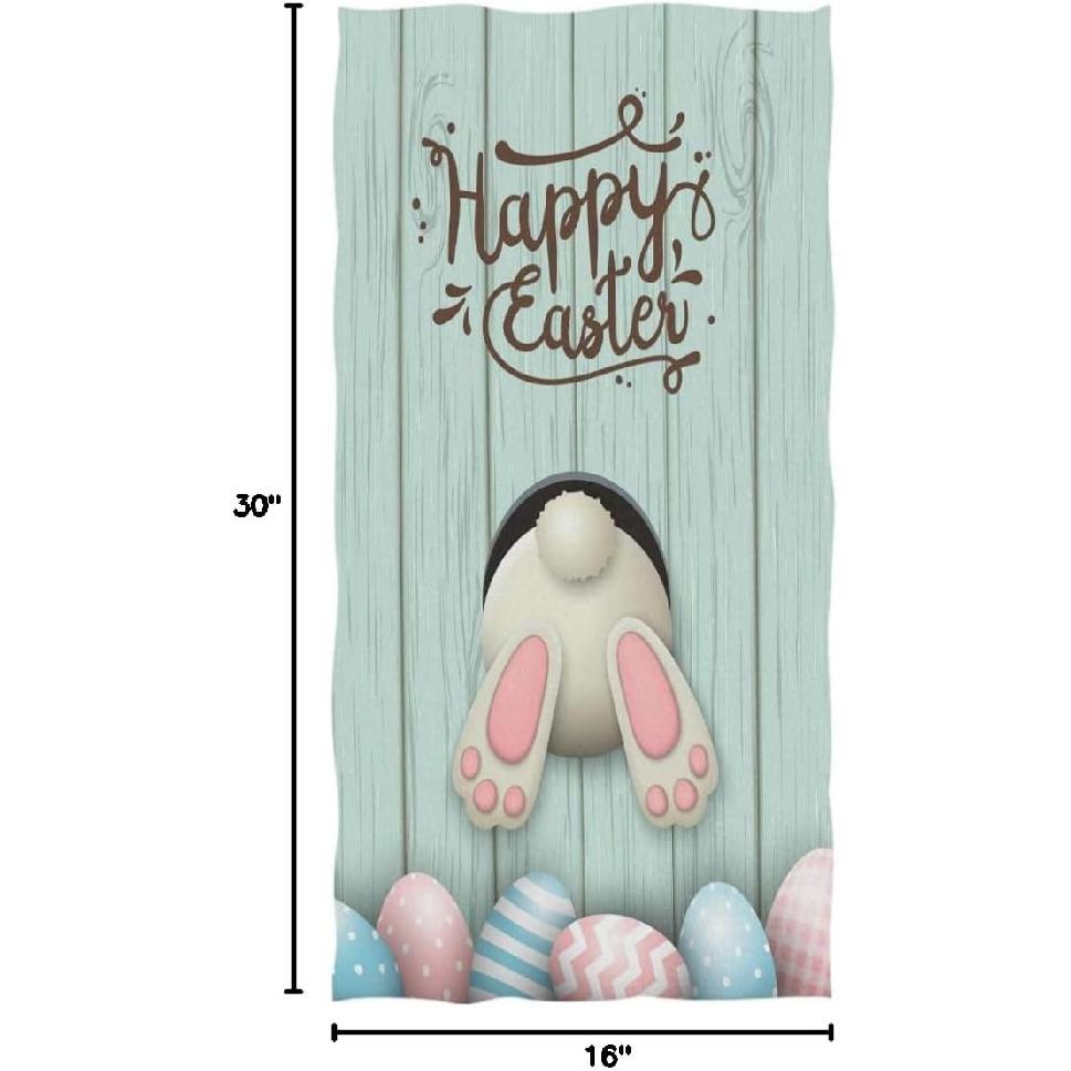 Naanle Lovely Easter Rabbit Colors Eggs Bunny Pattern Soft Absorbent Guest Hand Towels Multipurpose for Bathroom, Hotel, Gym and Spa (16 x 30 Inches)