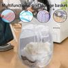 Collapsible Pop Up Laundry Basket, Hamper with Sturdy Handles and Side Pocket - Mesh Portable Foldable Dirty Clothes Hamper