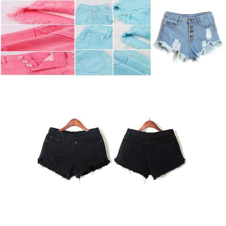 Premium Quality Usa Women High Waisted Washed Ripped Hole Mini Jeans Pants For Stylish Comfort