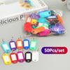 50Pcs Colorful Keychain Key Tag Label Id Name Tel Number Marker Tag Baggage Tag