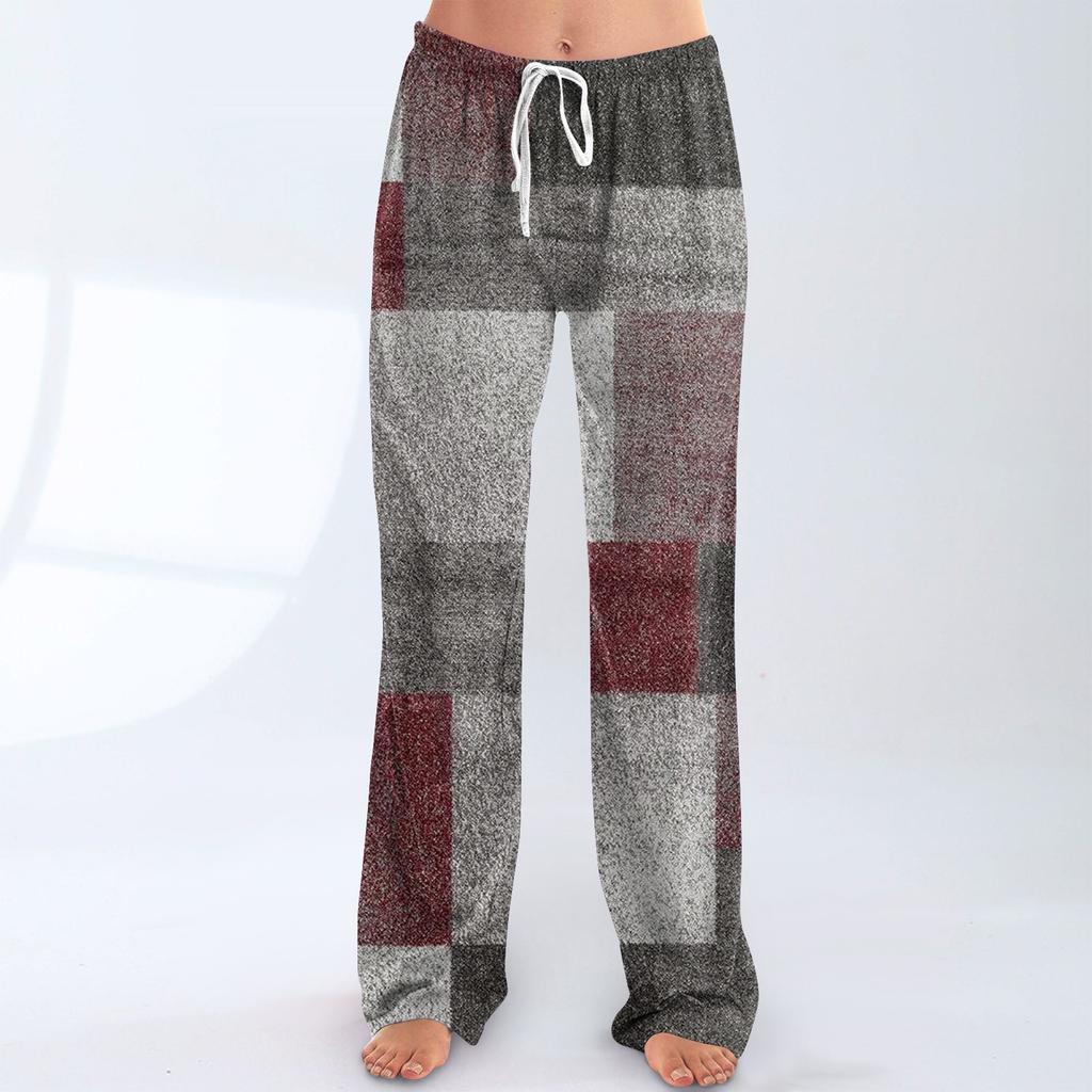Womens Pajama Pants Sleepwear Casual Drawstring Elastic Waist Pants Comfy Straight Yoga Loose Trousers