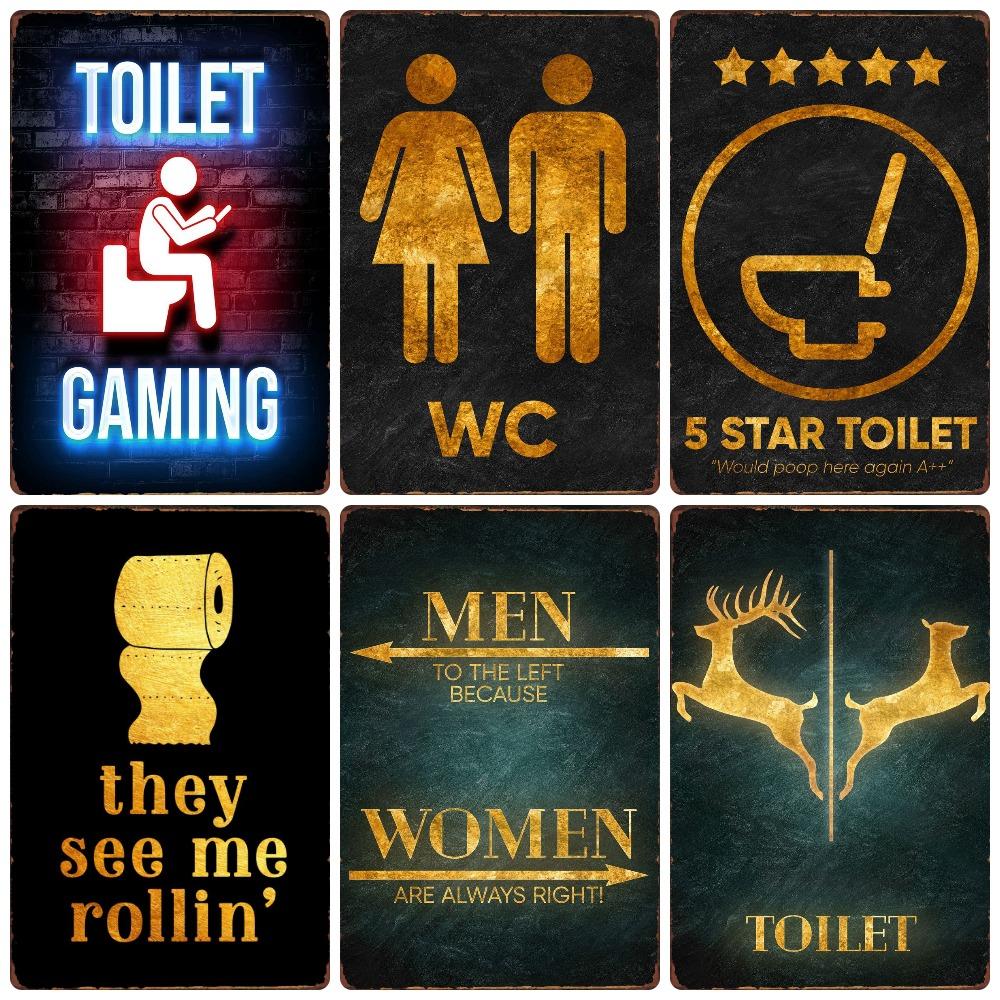 Смешная персонализированная туалетная комната, металлические жестяные таблички, винтажная табличка для туалета, настенное искусство в туалете, декор ванной комнаты, таблички для туалета, WY156