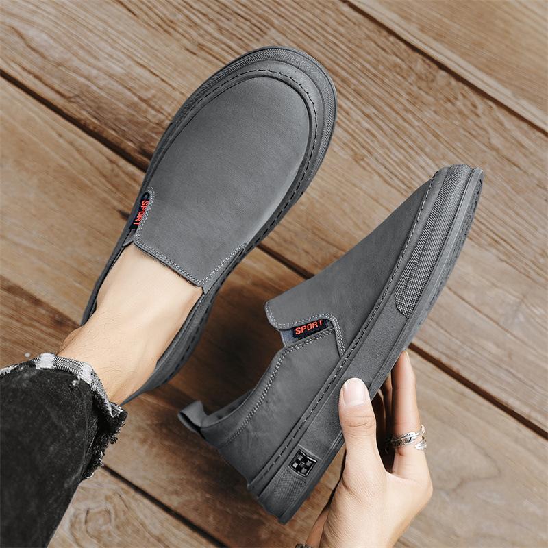 Мужская парусиновая обувь на весну, осень и лето из дышащей ткани. Мужская модная обувь с одной педалью.