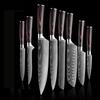8Pcs Damascus Pattern Knife Sets Kitchen Knives Set Chef Knives Kitchen Chopping Knife Fruit Bread Cutter