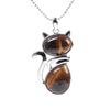 Pink Purple Stone Pendant Cute Shape Cat Jewelry Necklaces Daily Wear Cat Necklaces  Women Girl