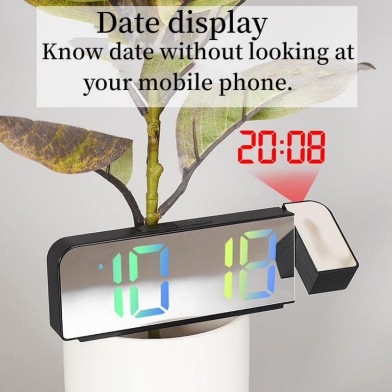 Цифровые проекционные часы-будильник с питанием от USB, ночной режим, функция отключения питания, память, настольные часы, светодиодные часы 12/24 ч с USB-кабелем