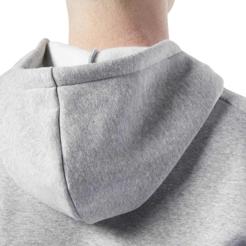 Reebok Solid Color Full Zip Fleece Hoodie Men Hoodies Medium-Gray EC0897