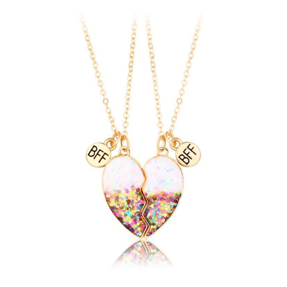 Children's Oil Rainbow Love Necklace BFF Good Friend Set Necklace Female Light Luxury Girlfriend Necklace
