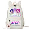 Вместительный детский школьный рюкзак с принтом Kpop Zoey Mira Rumi Derpy Sajaboys и заячьими ушками.