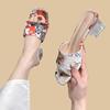 Мода Ретро Национальный Стиль Тренд Высокие Каблуки Женские Шлепанцы Обувь Массивные Сандалии Женские Летние Открытый Носок Вьетнамки Прозрачные Модные Слайды