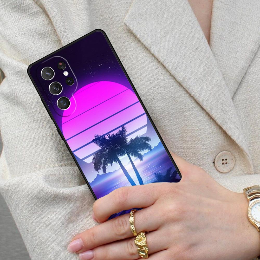Synthwave 80's Retro Neon Cell Phone Case for Samsung Galaxy S26 Ultra S25 S24 S23 S22 S21 S20 Note10 Cover