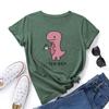 Summer Women's Pink Printed Dinosaur Pure Cotton Loose Round Neck Short Sleeved T-Shirts Women’s