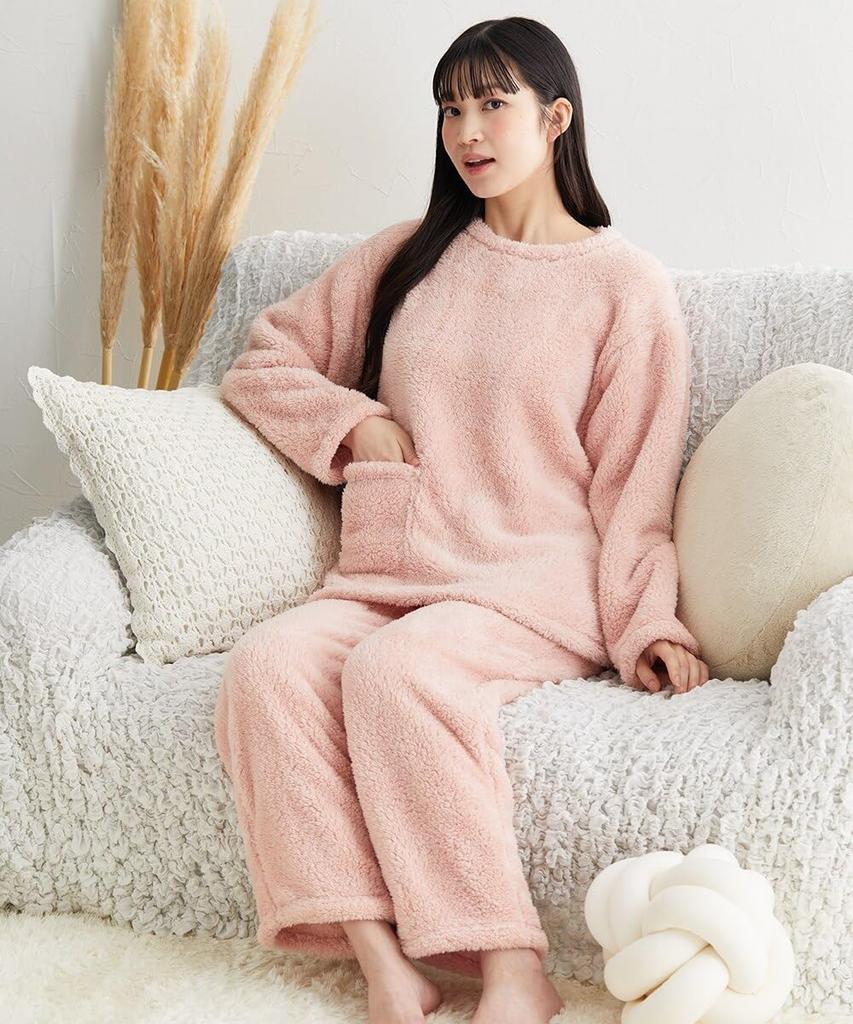 Nissen Fluffy Pajama and Loungewear Size 3L Women's Sheepskin-Style Set, Pink,