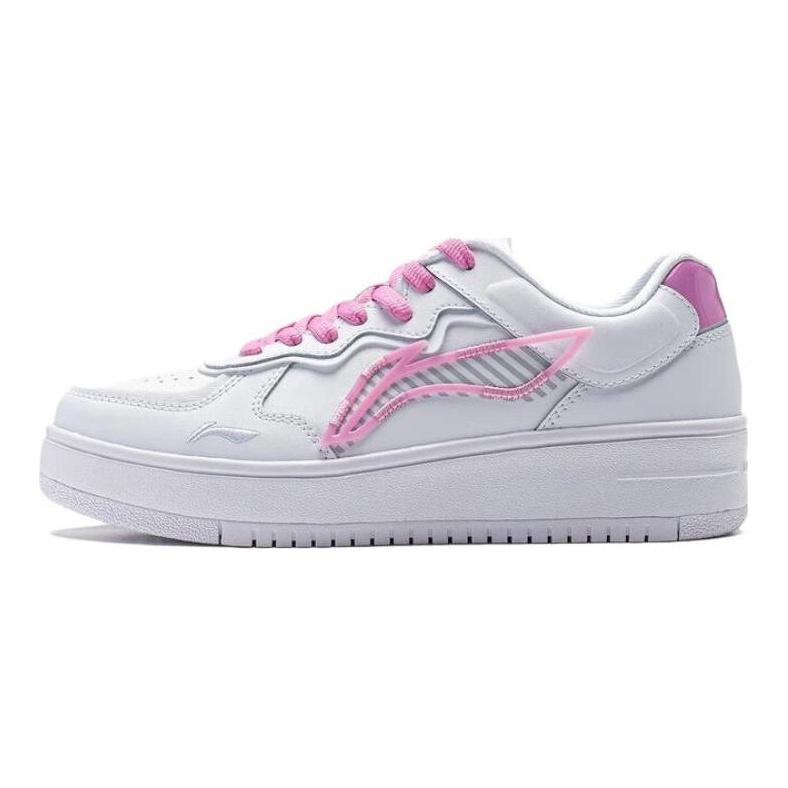 Li Ning Rising Phoenix Нескользящие Нескользящие Низкие Скейтбордические Кроссовки Женские Белый Розовый AGCT380-3