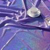 1 ярд Голографический спандекс, Металлизированная фольга Эластичная ткань, Спандекс с эластичностью в 4 направлениях, Ткань с блестками для шитья на отрез, Фиолетовая ткань ламе, 39”x59”