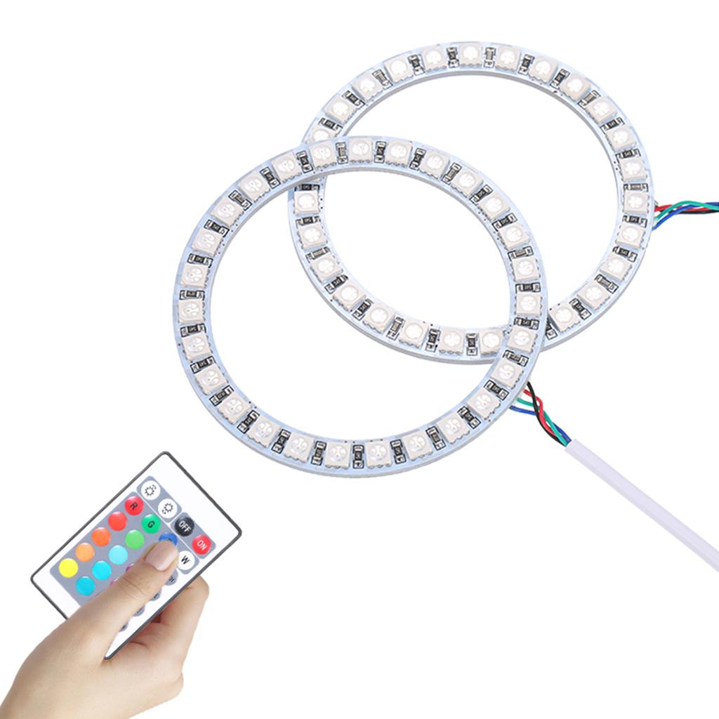 DC12V 10W 2 * 80MM RGB Multi-colored LED Angel Eyes Halo Ring SMD5050 with Remote Control Brightness