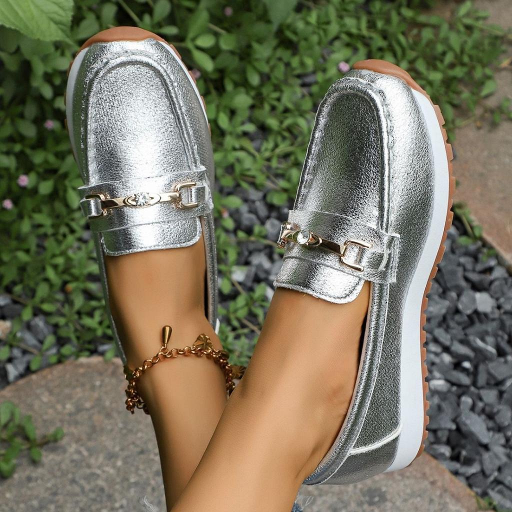 2025 весна и осень новые туфли Doudou на мягкой подошве больших размеров женская обувь на толстой подошве с мелким вырезом одинарные туфли лоферы на одну педаль