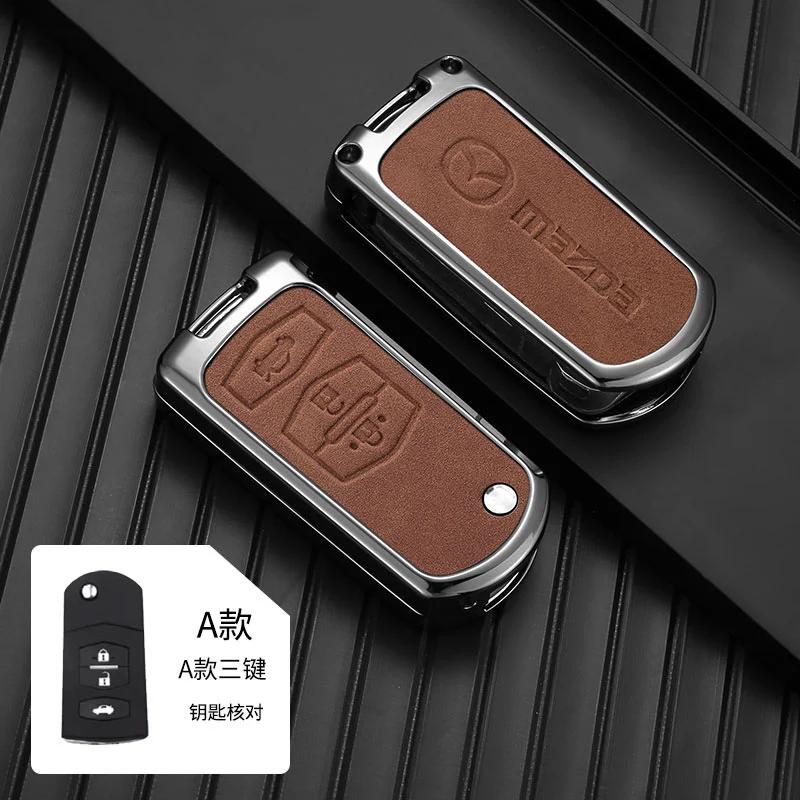 2025 Hot 3 Buttons Car Leather Key Case Protector Cover Shell For Mazda CX-5 CX5 CX-7 CX7 3 2 6 Atenza CX-9/CX9 MX5 key Case Acc