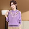 Матери среднего возраста Осень и Зима Базовая рубашка Новый стиль Свитер для женщин среднего и пожилого возраста Зима Плюс Бархат Толстый Вязаный Топ