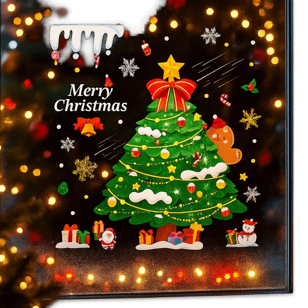 Santa Claus Christmas Tree Christmas Window Stickers Reusable Stickers Glass Stickers Christmas Wall Sticker PVC Electrostatic