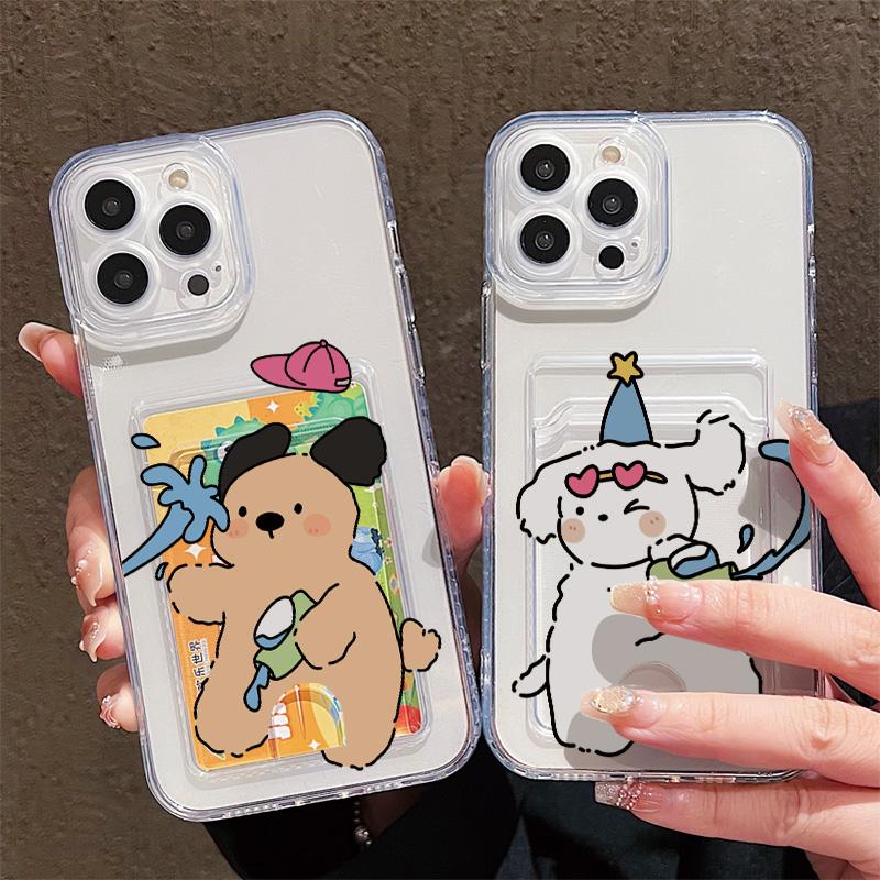 Силиконовый чехол-карман для карт для iPhone 17 16 14 Pro Max Samsung S23 S24 S25 Honor X8A Oppo Reno 10 11 12 Pro Чехол Прозрачный бампер для телефона