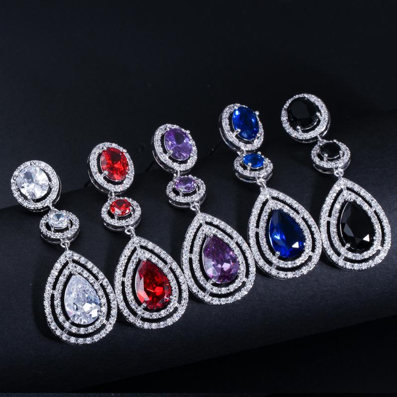 E0212 Серьги-капли высокого качества Микро-инкрустация цирконами Платиновое покрытие Сохранение цвета
