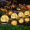 Waterproof Solar Globes Cracked Glass Solar Energy Solar Lights Warm and Colorful Light Auto on/Off LED Garden Lights Lawn