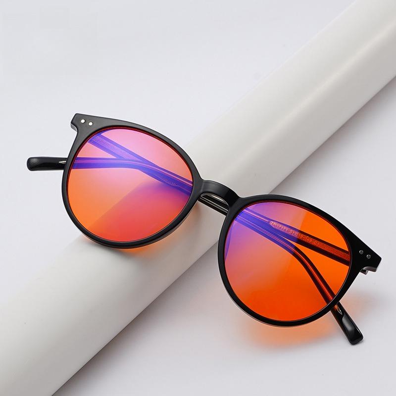 2026 New Anti-Blue Light Glasses Radiation Protection with Melatonin for Better Sleep TR90 Eyeglass Frames Wine Red Orange Lens