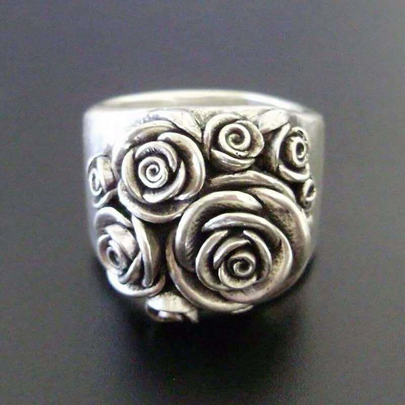 Ring Vintage Ring Retro Ring Alloy Flower Jewelry Ornament Classic Women's Ring