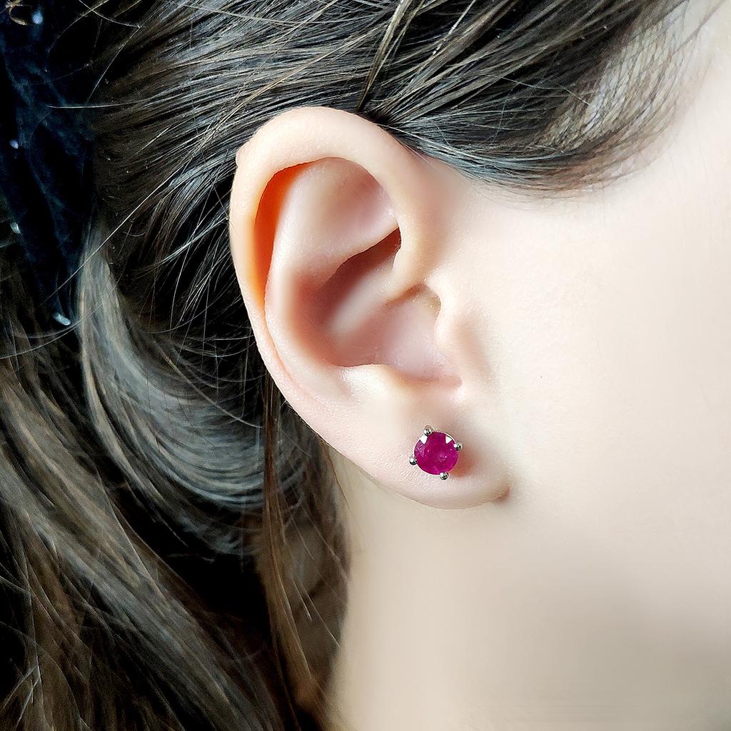 Серебряные серьги с натуральным рубином 1.345ct (2123354)