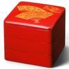 Lacquerware Jubako 3 Tiers Dimensions Heavy Use Red Fan Side Shochikubai 19cm Resin Oju Ojubako Made In Japan J-kitchens 6.5