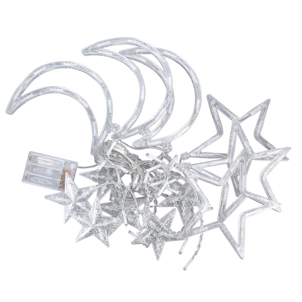 Гирлянда для занавеса «Звезда, Луна» Романтическая атмосфера Питание от батареек 126 светодиодных гирлянд для занавеса «Рамадан»