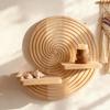 Solid Wood Shelf Coastal Wooden Wall Boho Floating Shelves with Dual Display Ledges Decorative Conch Shaped Organizer for Bedroom Bathroom Living Room