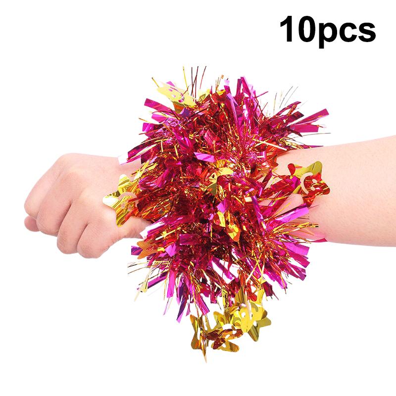 10 шт. Разноцветный мишурный браслет Эластичная лента Взрослые Дети Универсальный Реквизит для танцевального выступления Мишурный браслет на запястье для группы поддержки