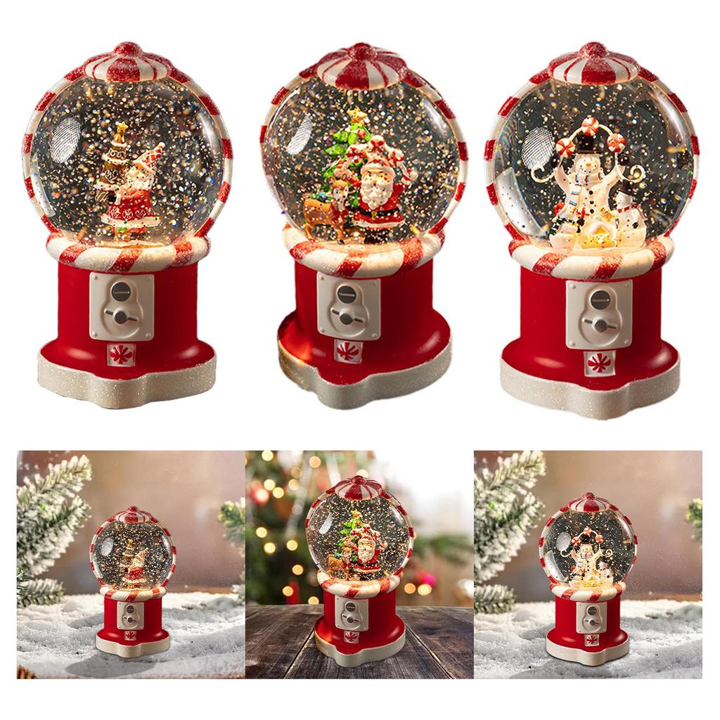 Christmas Musical Snow Globe Xmas Decorations Craft Collectible Artwork Desktop