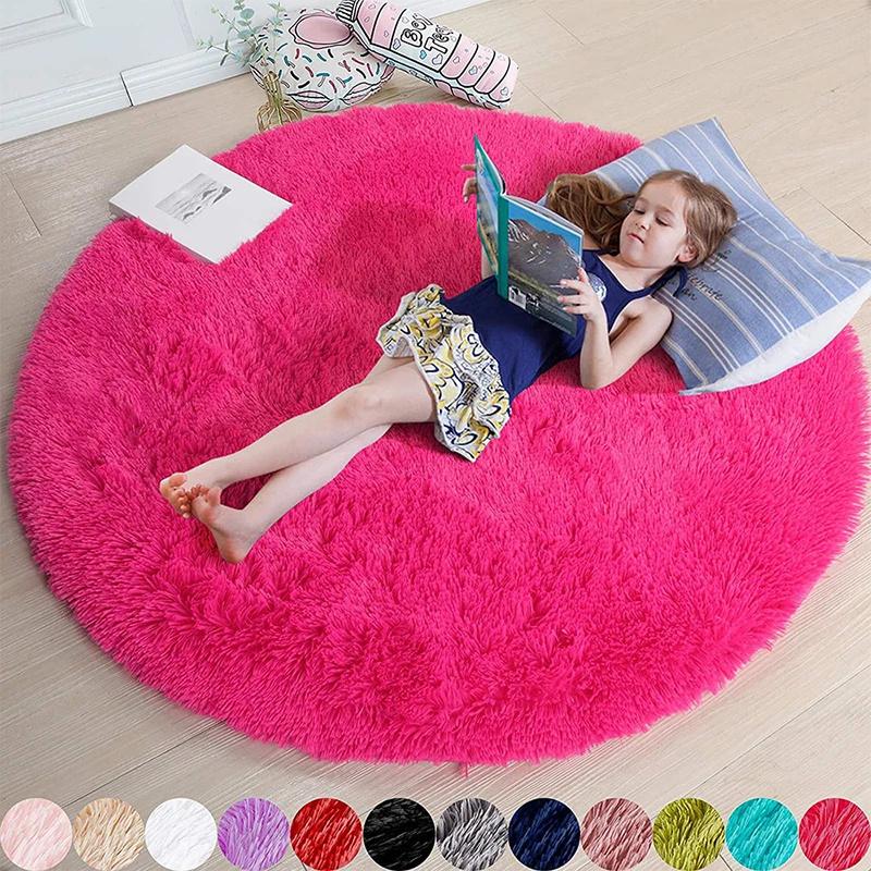 Plush Carpets Fluffy Ultra Soft Indoor Modern Area Rugs Living Room Play Mats Fluffy Round Rugs For Girls Bedroom