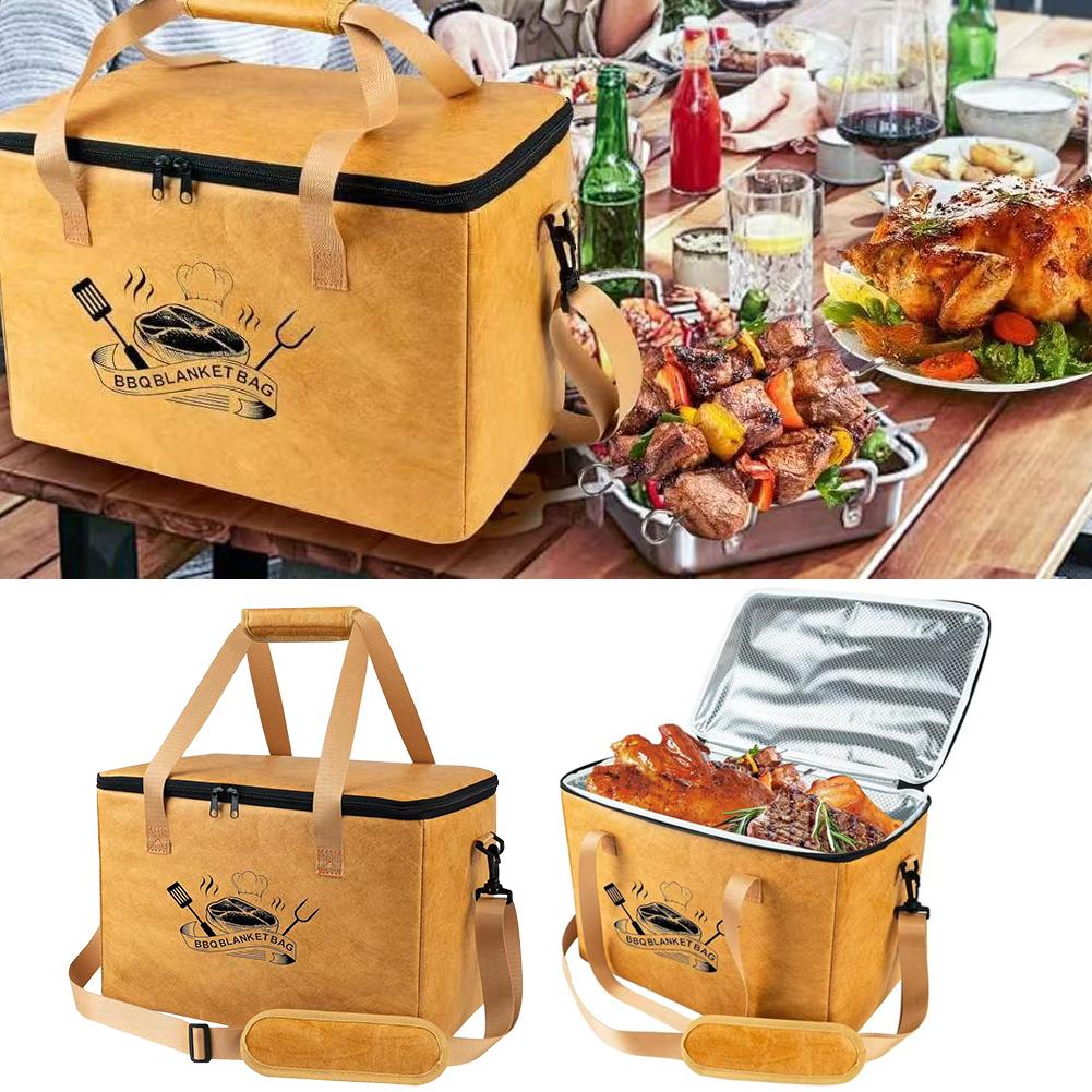 Large Capacity BBQ Drink Insulated Storage Bag Reusable Portable Thermal Food Bag with Handle for Grilling & Outdoor Parties