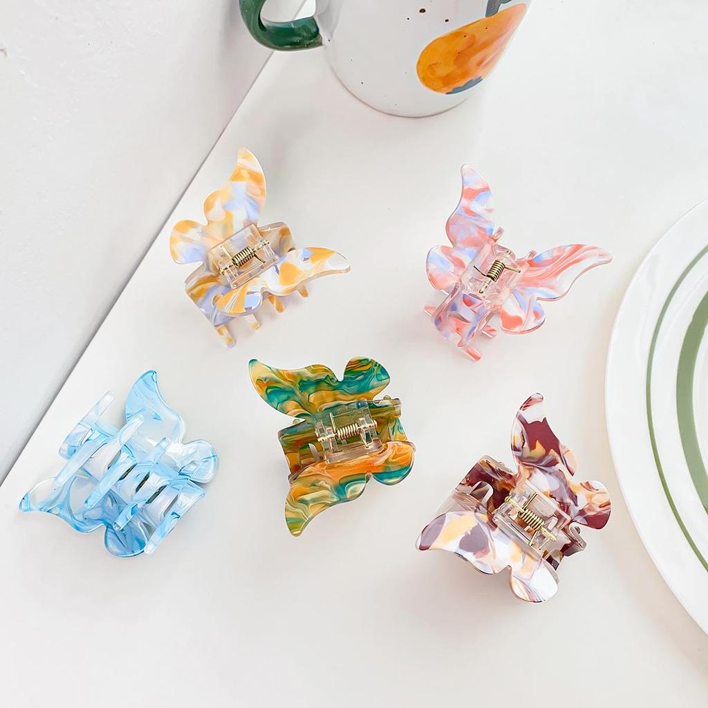 Акриловая заколка для волос Bofeiya Retro Butterfly - маленькая заколка для волос в виде акулы для полузавязанных волос