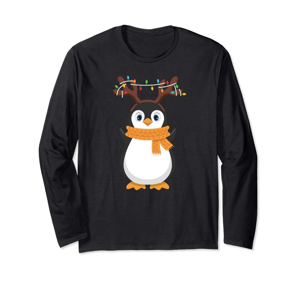Penguin Christmas Reindeer Santa Claus Plush Love Long Sleeve T-Shirt