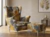 Ohrensessel Print mit gemustertem Bezug und Fußhocker im skandinavischen Stil – Family Meble
