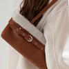 Contemporary Shoulder Bag Armpit Purse with Plush Trim Decors Elegant Underarm Bag for Commuting and Casual Travel  brown